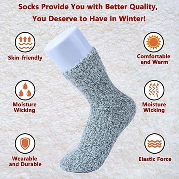 𝅺5 Pairs Luxury Wool Soft Socks Warm Winter Fall Womens Thick Cozy Knit NWT - Picture 4 of 8